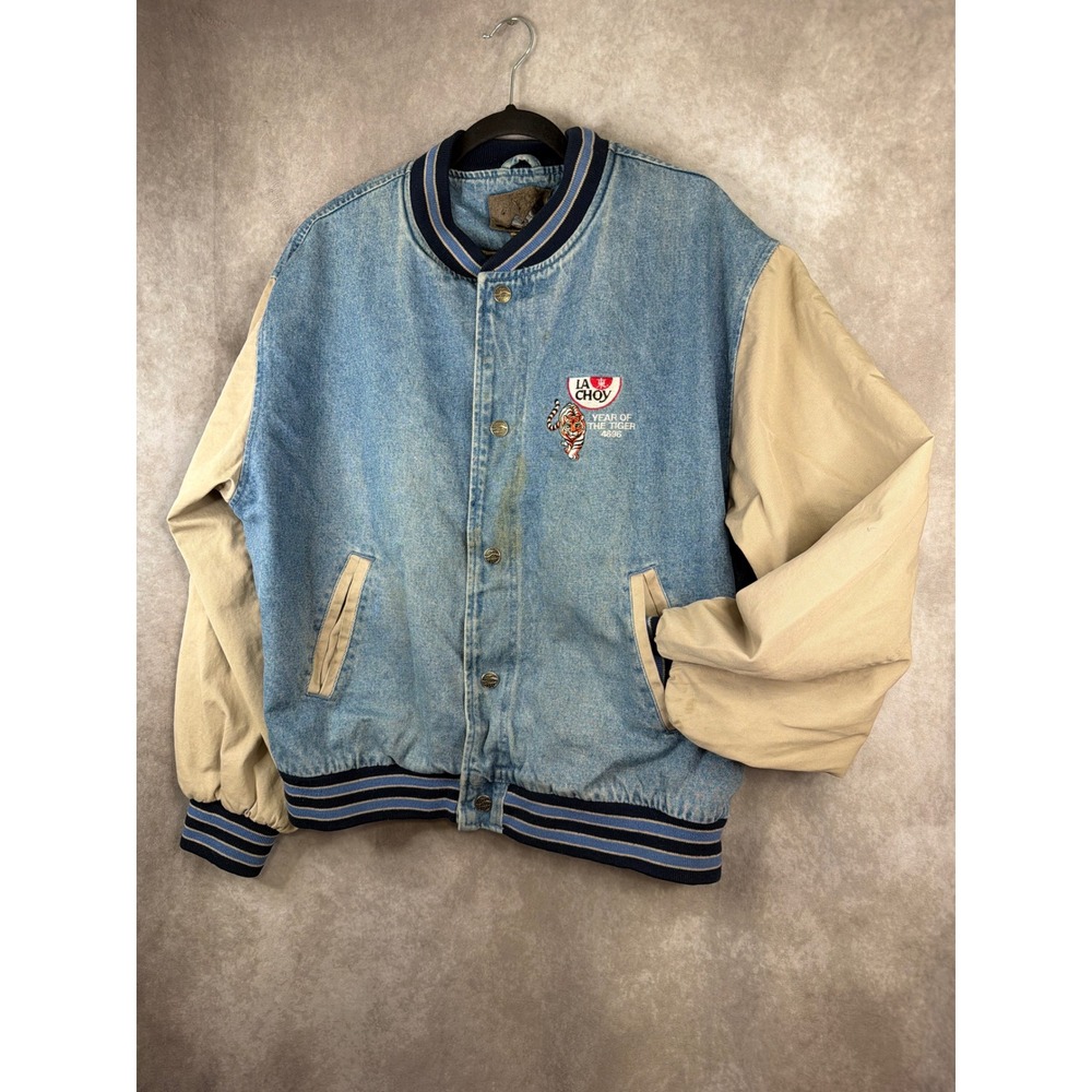 VTG 1998 Port Authority La Choy Year of the Tiger Denim Jacket Size XL Snap READ - Picture 2 of 8